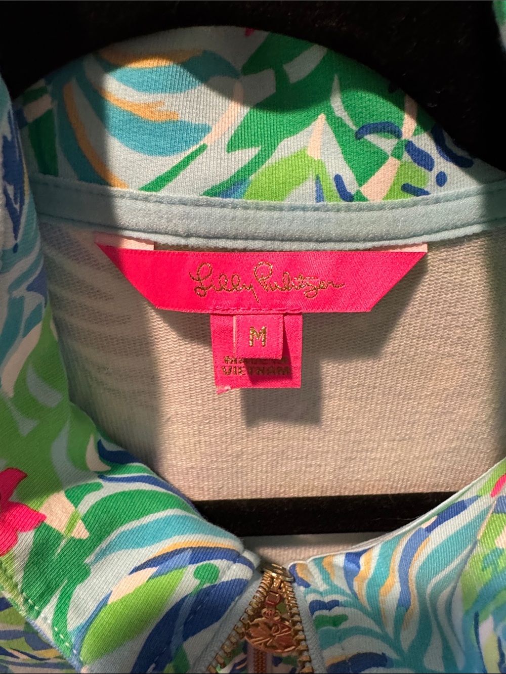 Lilly Pulitzer Tropical Zip Pullover in Green & Aqua - Picture 2 of 5